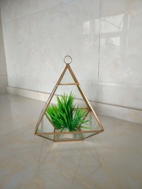 四边形几何玻璃花房摆件实拍图