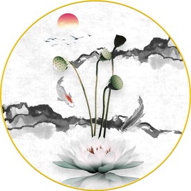 新中式荷花意境装饰画