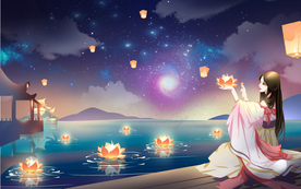 中元节国风古风背景海报素材