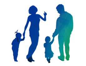 家庭人物剪影合成背景素材