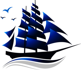 帆船卡通合成背景素材