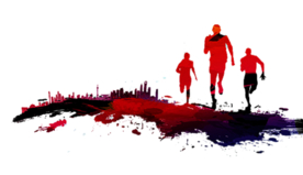 人物奔跑剪影合成背景素材