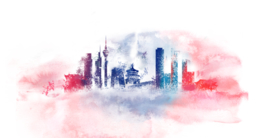 城市建筑烟雾合成背景素材