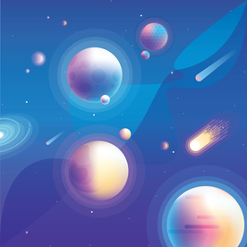 宇宙星空宇航员飞船插画图片