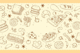 手绘西式快餐食物背景