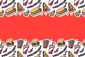 卡通西式快餐食物背景