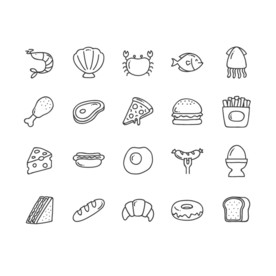 手绘西式快餐食物图标
