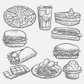 手绘西式快餐食物背景