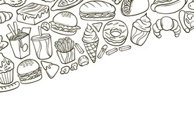 手绘西式快餐食物背景
