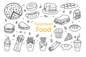 手绘西式快餐食物背景