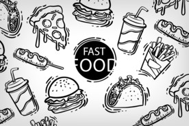 手绘西式快餐食物背景
