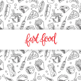 手绘西式快餐食物背景