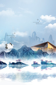 地产复古国风古风背景海报素材