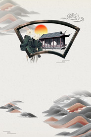 地产复古国风古风背景海报素材