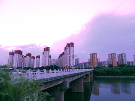 平山县城冶河桥风景