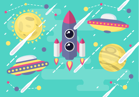 卡通太空航天矢量图