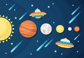 卡通太空航天矢量图