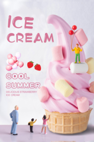 鲜粉色夏日甜品冰淇淋海报