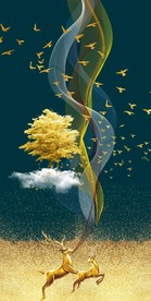 现代简约抽象鹿装饰哈