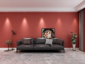 红色沙发背景墙效果图