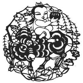 牛年送福剪纸