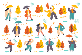 秋天绘画树叶素材