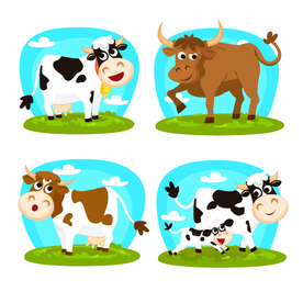奶牛卡通矢量图