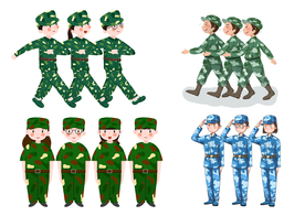 可爱军训学生手绘插画
