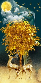 现代轻奢装饰画鹿图片