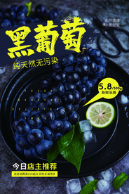 黑葡萄水果活动宣传海报素材