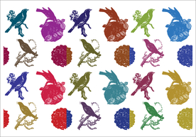 鸟窝 小鸟矢量图