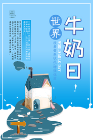 可爱卡通世界牛奶日海报