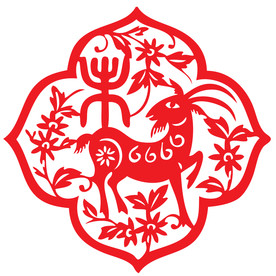 羊年剪影标志图形背景素材
