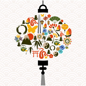 灯笼国风标志图形背景素材