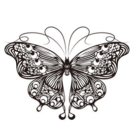 蝴蝶复古线条标志图标素材