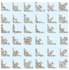 复古花纹边框图标海报素材