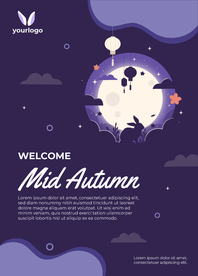 紫色中秋节海报矢量