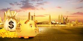 地产活动财富钱袋背景素材