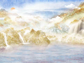 石纹山水背景墙