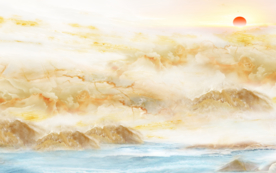 石纹山水背景墙