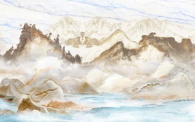 石纹山水背景墙