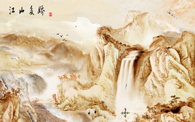 石纹山水背景墙