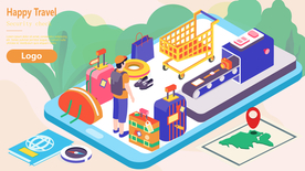 旅客通过安全检查2.5d矢量插