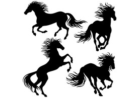 骏马剪影飞奔奔跑装饰素材