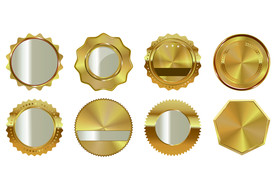 荣誉奖牌金属金色装饰海报素材