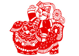 年画复古剪纸剪影古风海报素材