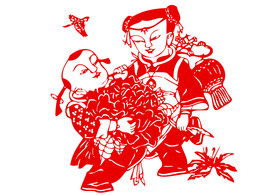 年画复古剪纸剪影古风海报素材