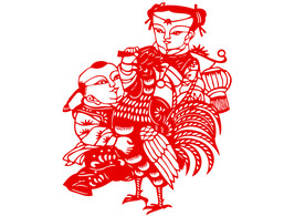 年画复古剪纸剪影古风海报素材