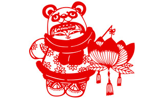 年画复古剪纸剪影古风海报素材