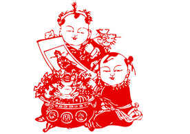 年画复古剪纸剪影古风海报素材